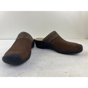 KEEN Women's Slip On Nubuck Leather Comfort Mules Clogs Brown Harmony Size 8 New